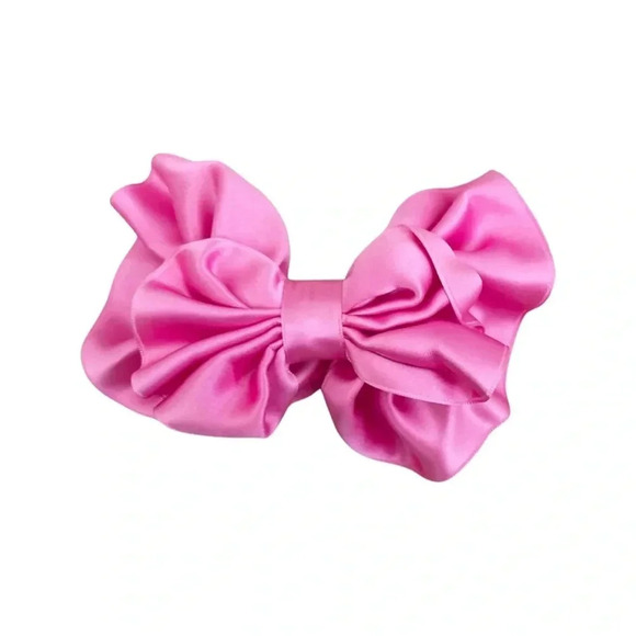 7-Pc Y2K Hair Accessory Bundle — Satin Bow Barrettes, Red Ruched Banana Clip - Picture 10 of 15